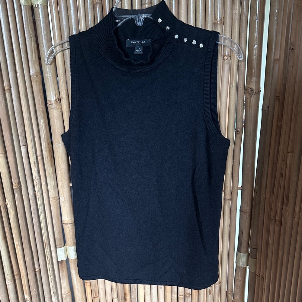Ann Taylor Black Tank Top with Stud Accents